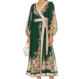 Zimmermann Devi Midi Dress in Emerald & Paisley NWT size 1